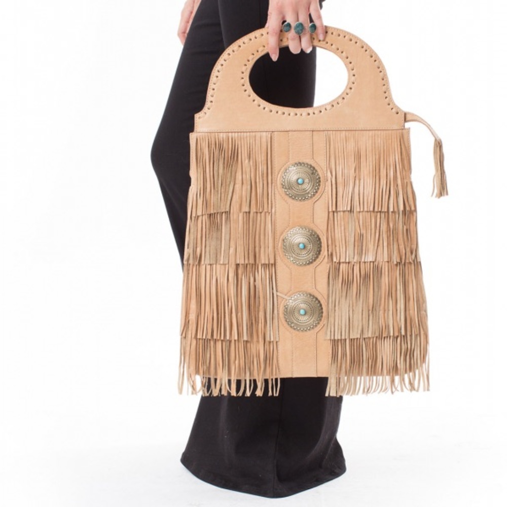 Made for Pearl Tell Mama Camel Fringe Bag